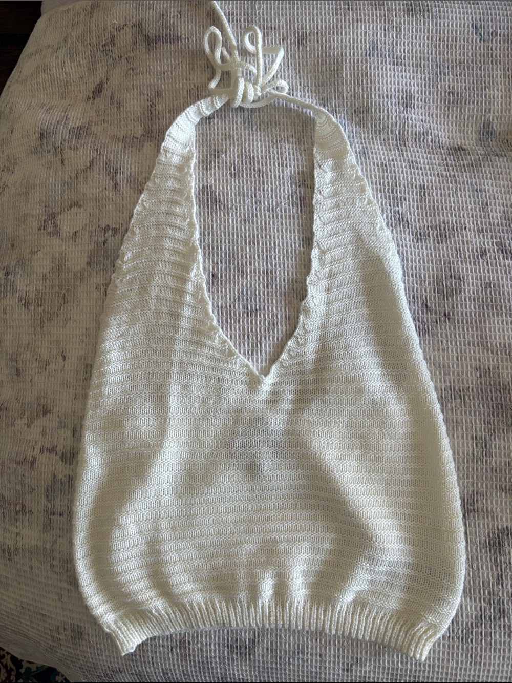 Edikted Cream V-Neck Halter Knit Top